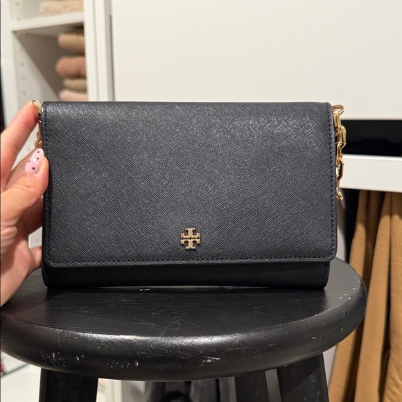 Tory Burch Handbags - Tory Burch Black and Gold Wallet Crossbody